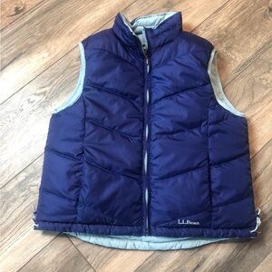 L.L. Bean Navy Blue and Light Blue Puffer Vest